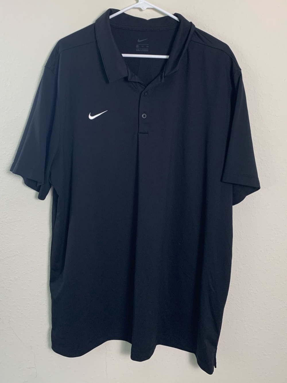 Nike Black Short-Sleeve Polo White Swoosh XXL Golf Tennis Prep Office Casual